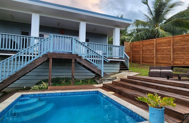 2 bdrm home with private pool, ocean views & great outdoor BBQ space.