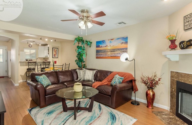 Poolside Getaway w/ Fireplace, Private Patio and Direct Parking Access