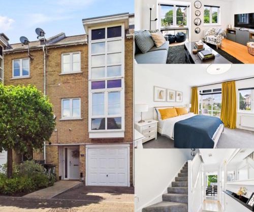 3 bed modern townhouse with self check in, sleeps 6, 35mins direct train to London Waterloo, zone 6