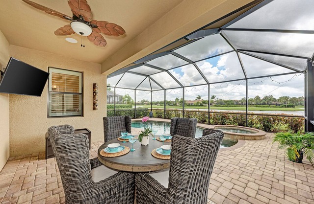 3 bedroom home with private pool and hot tub.