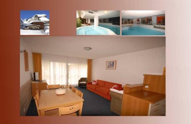 30m du centre station, 3ème étage, vue pistes de ski, remise en forme, piscine, sauna, télévision