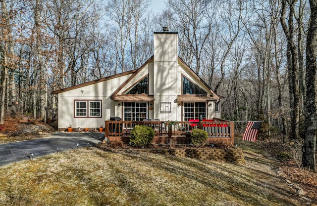 3BR mountain-view cabin with fireplace, deck, grill, & firepit