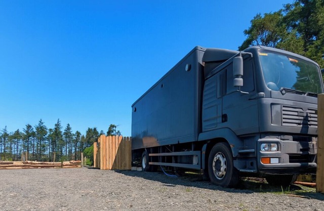A lorry conversion in to a beautiful countryside home with hot tub