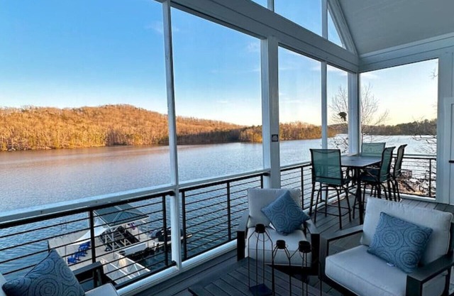 A Stones Throw is a Truly Lake Front Home with Dock and Work Space