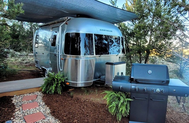 Airstream, Bell Tent, and Outdoor Shower