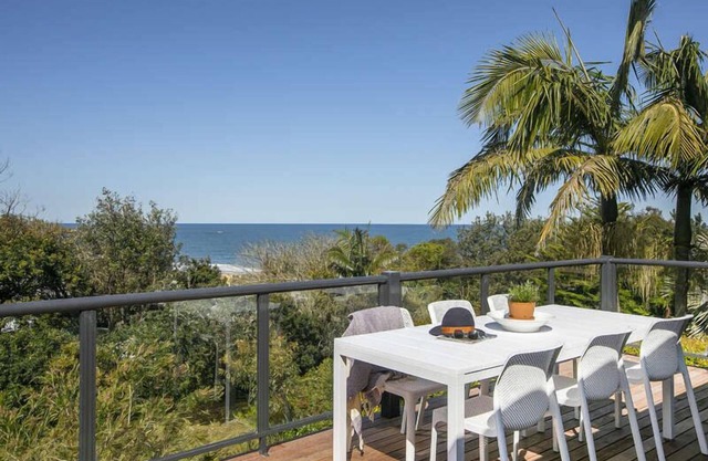 Amazing beach views with a pool. Easy walk to beach and bay