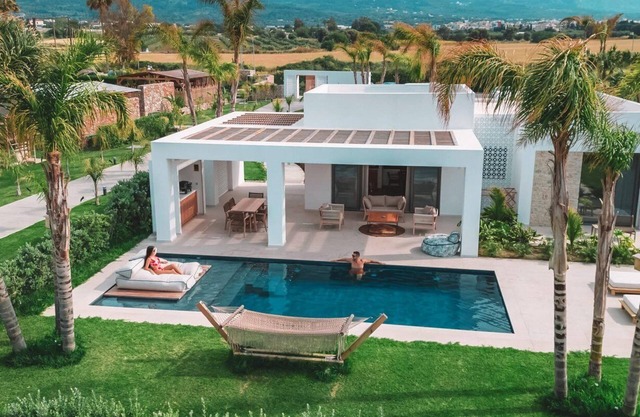 Amazing Kos Villa | Villa Harry | 2 Bedrooms | Spacious Furnished Sun Terrace | Private Outdoor Pool | BBQ Facilities | Shaded Outdoor Dining Area | Tesla Car Included | Shared Outdoor Gym, Playground, Cinema and Bar | Tigaki