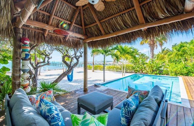 Anchors Aweigh: Stunning Oceanfront Views, Dockage, Private Pool, Tiki Hut, Spacious & Dog-Friendly!