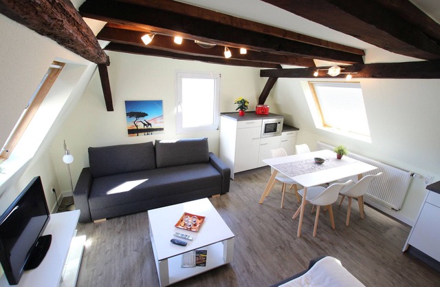 Appartement 'Rheinblick Wohnung 5' avec terrasse partagée, Wi-Fi et climatisation
