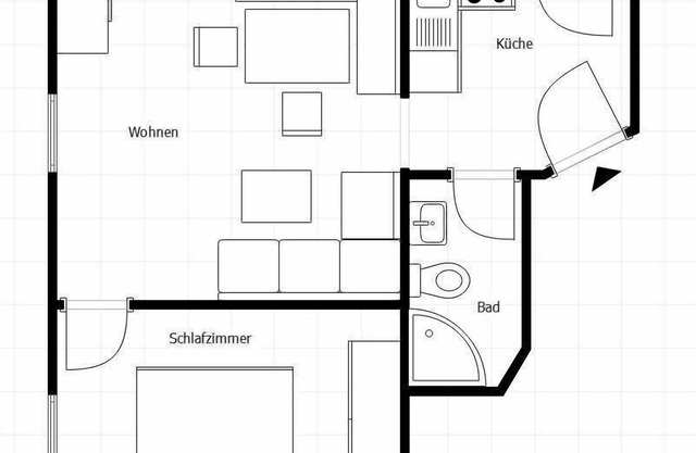 Ferienwohnung "Talblick" (53qm), Balkon, Kochnische, 1 Schlaf- und 1 Wohn-/Schlafzimmer, WLAN, max 3 Personen
