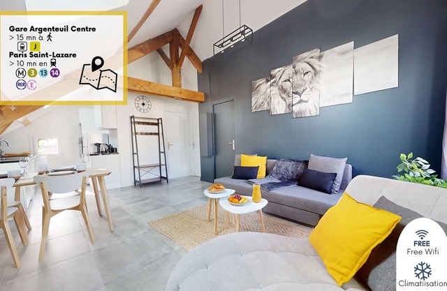 Appart 4 couchages-10 min de Paris-clim-wifi