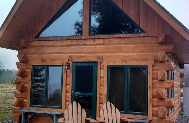 Vue sur la rive sud dans une cabane en rondins authentique et confortable