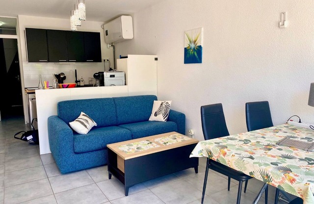 Studio cabine rénové à 250m de l'étang de Thau avec jardinet et parking privé