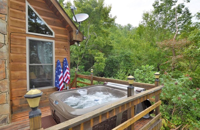 Belle cabine isolée pour animaux de compagnie avec cheminée et bain à remous.