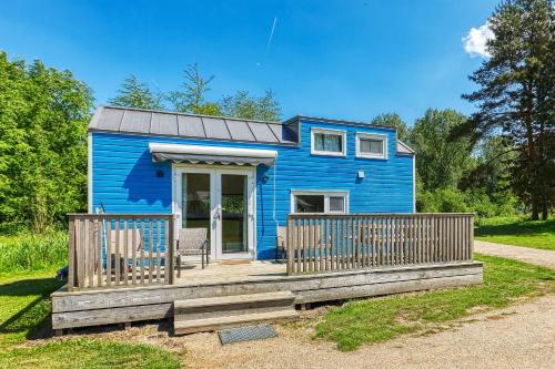 Blue Tiny House with HotTub