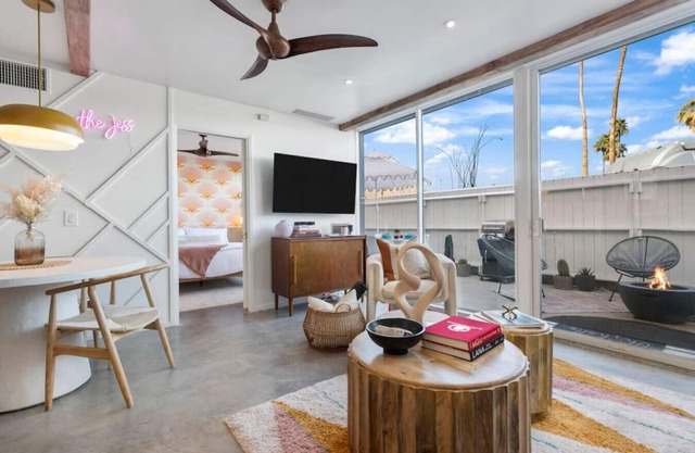 Boho chic condo at the mid-century Ocotillo Lodge