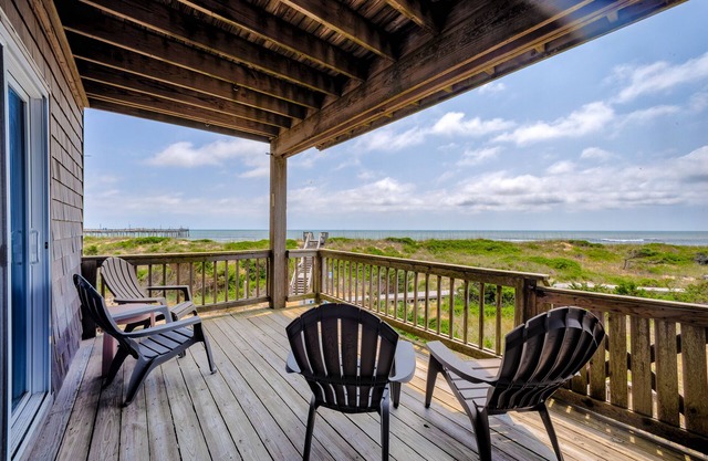 Bright, updated oceanfront home with shared pool, private deck, & great views