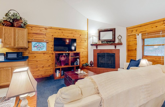 Cabin suite in quiet location with fireplace, grill, cable & AC