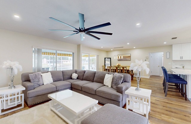 Canal-front home with private pool, dock, grill, canal views, & W/D