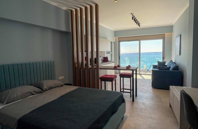 Charaki Sea Breeze Modern Studio with a Refreshing Balcony View