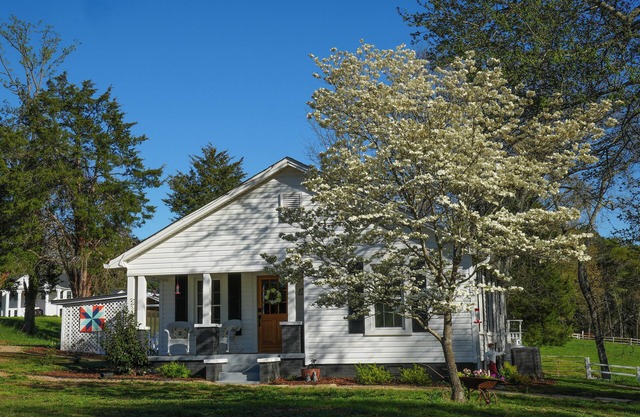 Farmhouse in the woods, near a pond. Family friendly.