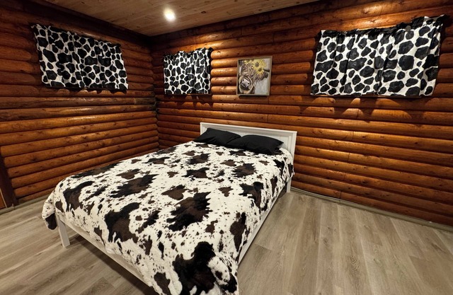 Charming themed log cabin with open layout and WiFi, central heat and a/c.