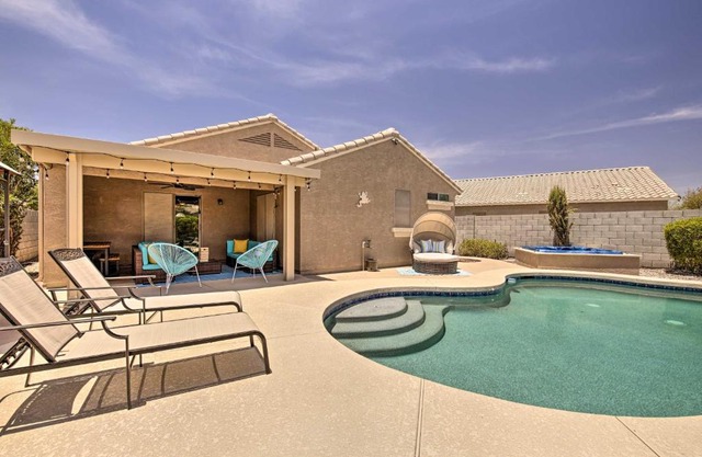 Chic Goodyear Desert Beach House with Hot Tub