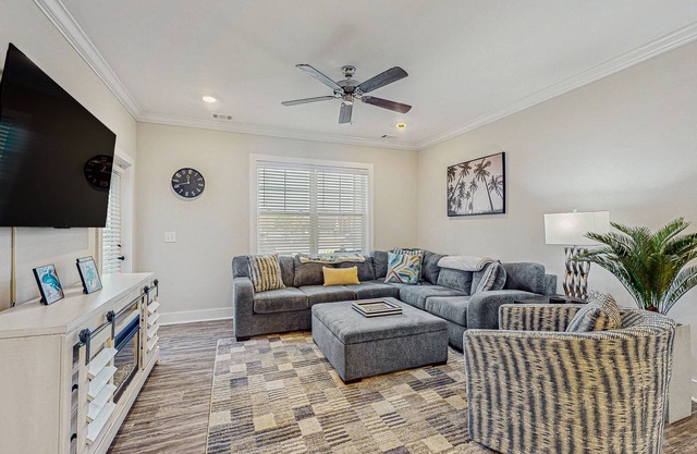 Coastal home near golf courses with shared pool and tennis courts