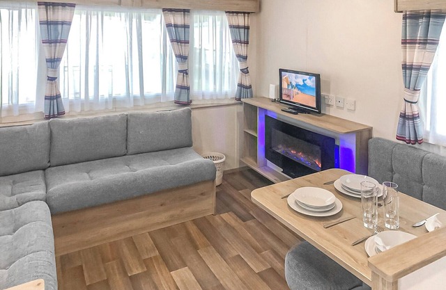 Comfortable caravan with one double and one twin.