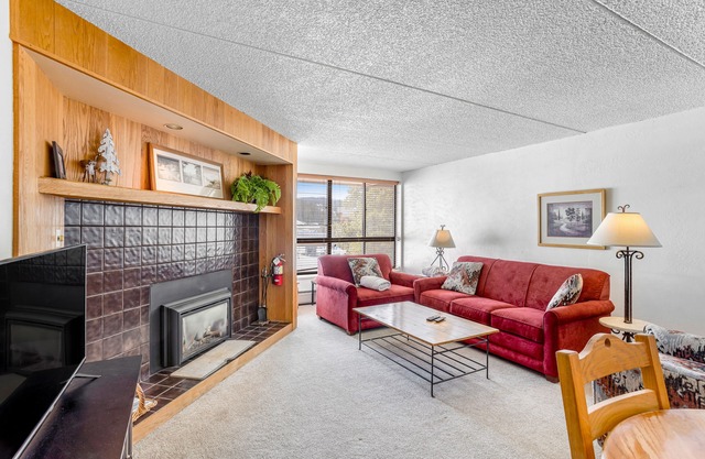 Comfortable condo with ski lift views, shared fitness room, gas fireplace, & W/D