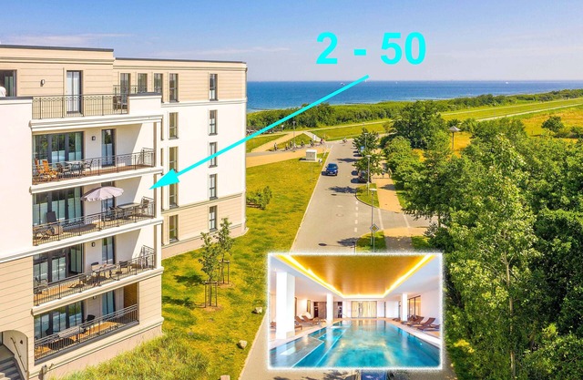 Grande suite confortable, piscine et sauna, à 30 mètres de la plage, grand balcon orienté sud