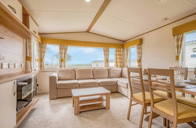 Comfortable spacious caravan with one double and one twin.