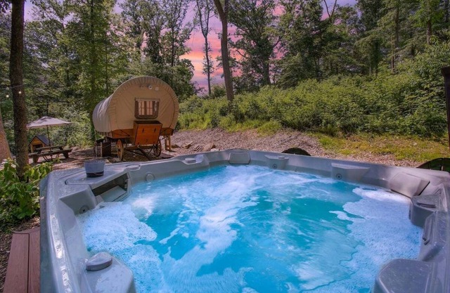 Covered Wagon Camping w/ Salt Water Hot Tub