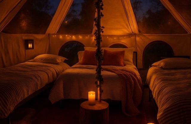 Cozy bell tent with heating and smart Tv