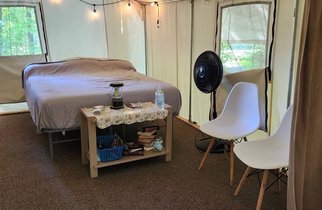 Peaceful Homestead Glamping in a Spacious Canvas Treehouse Tent