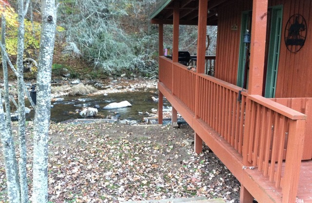 Cozy petite cabane situé sur les rives d'une belle truite flux