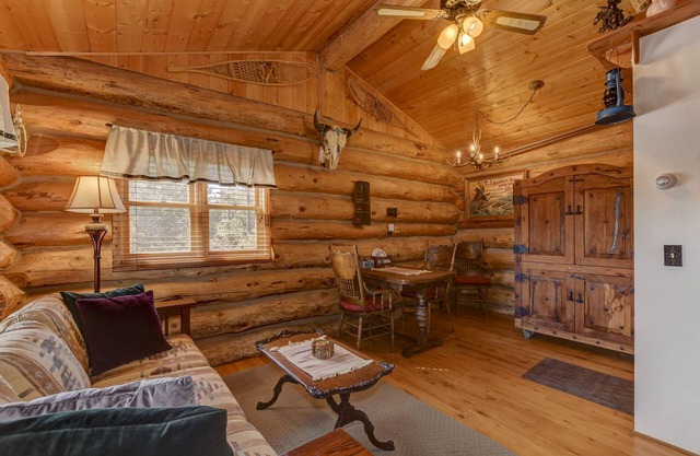 Log Cabin confortable, calme et unique w / Mtn View: 4 mi au centre ville