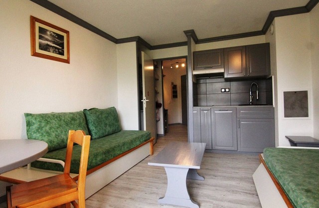 Studio cosy avec balcon, piscine & sauna - 3 pers, pied des pistes, animaux OK