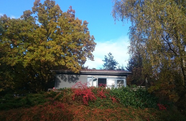 Maison en bois confortable avec cheminée et vue magnifique, jardin clôturé