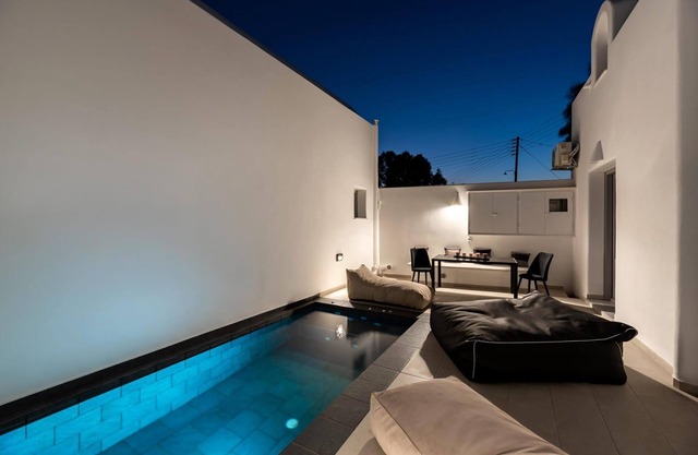 Dazzling Santorini Villa | Villa Luck | 2 Bedrooms | Furnished Sun Terrace with Private Heated Pool | Perissa
