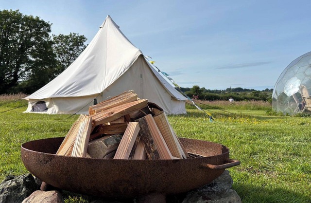 Dog Friendly Cozy Bell Tent With Log Burner