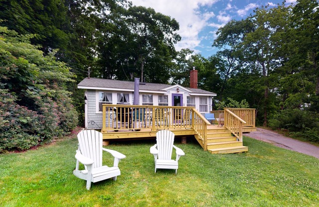 Dog-friendly Fisher Hill home with patio and wood stove - walk to the harbor