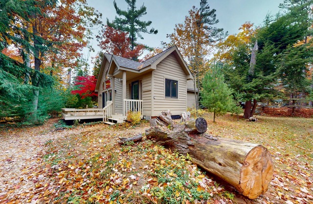 Dog-friendly home near the lake with a deck, fireplace, washer/dryer