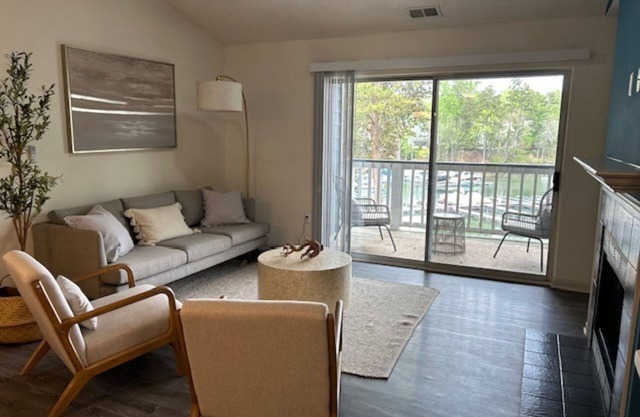 Dog-Friendly lakefront apartment with shared pool and boat slip.