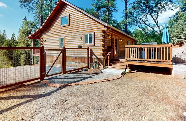 Dog-friendly woodland cabin with fireplace, 2 decks & great location
