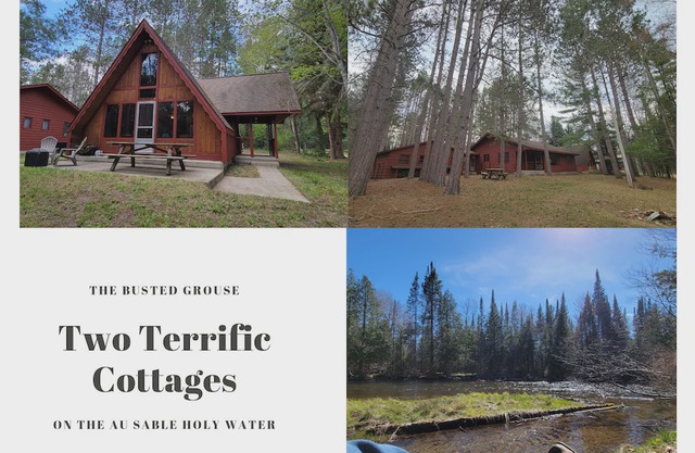 Enjoy two classic cottages in the heart of Michigan's most famed river