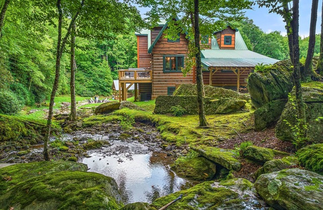 Expansive Log Home with Private Swimming Hole
