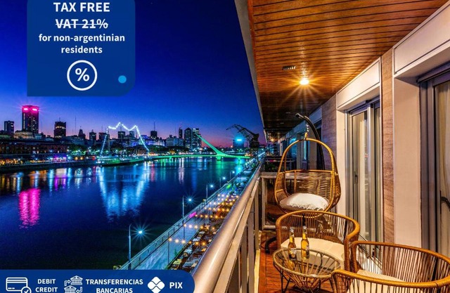 Family Apartment with Puente de la Mujer View in Puerto Madero