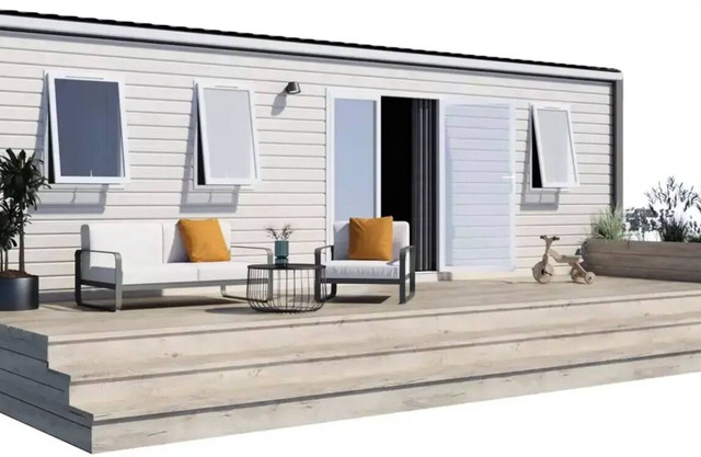 Flower Camping Vitamin * - NEW/Premium mobile home 32m² (3 bedrooms) + Covered terrace + TV + Air conditioning for 6 people