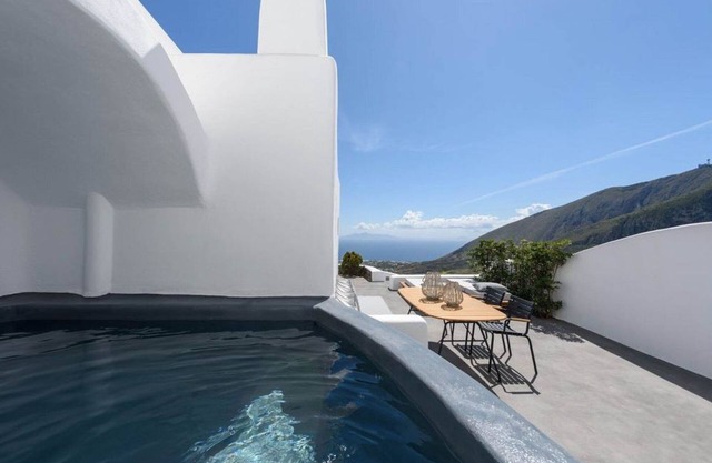 Glorious Santorini Villa | Villa Nymphadora | 2 Bedrooms | Children Older than 12Y are Allowed | Breathtaking Sea Views | Outdoor Dining Area | Furnished Sun Terrace | Private Outdoor Heated Plunge Pool | Pyrgos